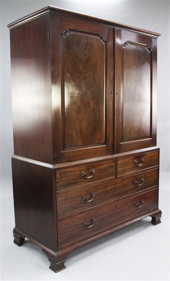 A George III mahogany linen press, W.4ft 3in.